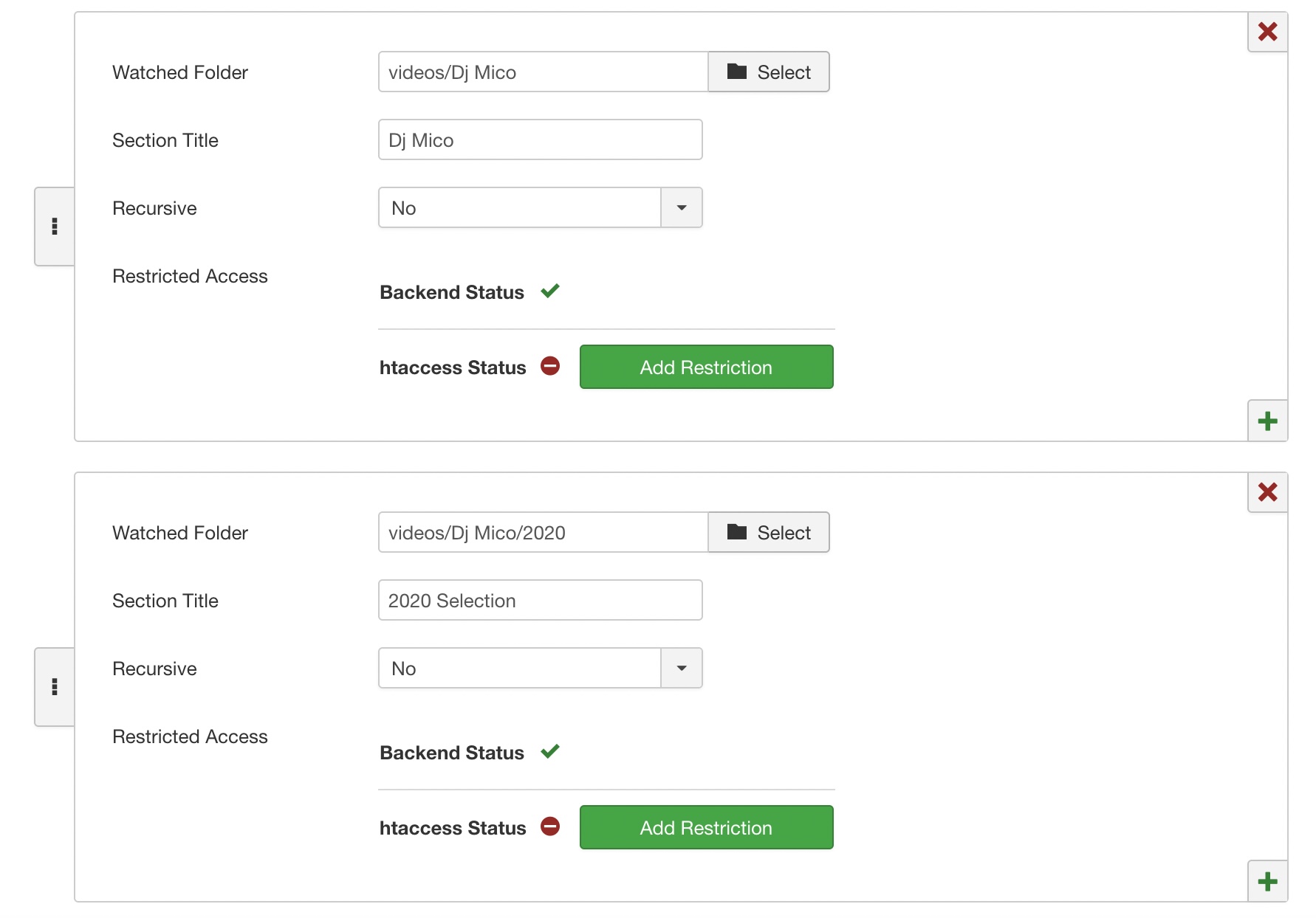 Access Security Options by folder