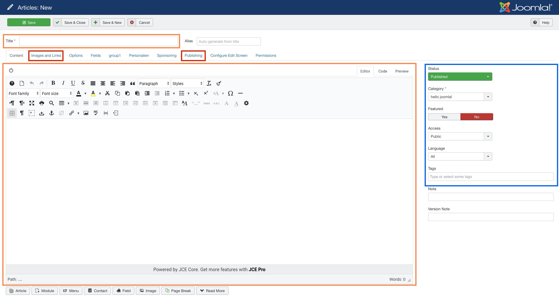 article edit empty