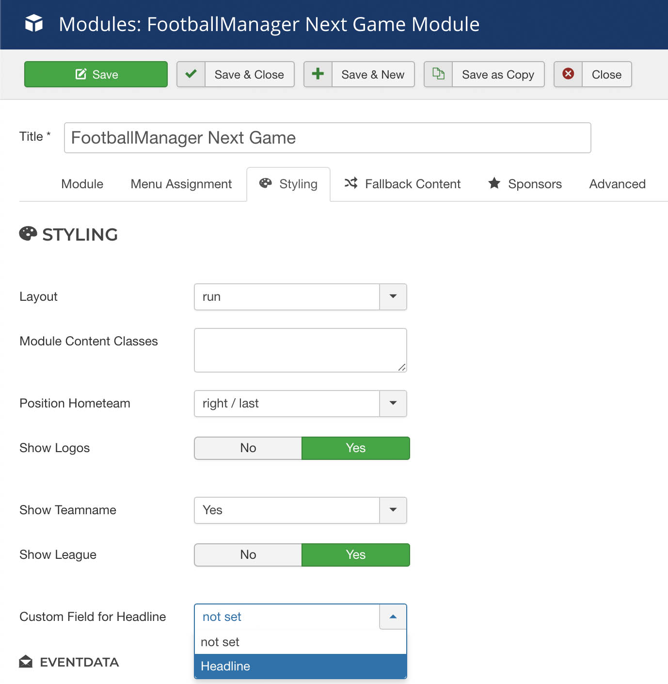 FootballManager cf support nextEvent select data