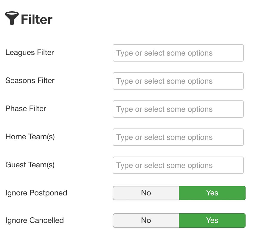 FootballManager for Joomla! nextEvent Module Filter Events