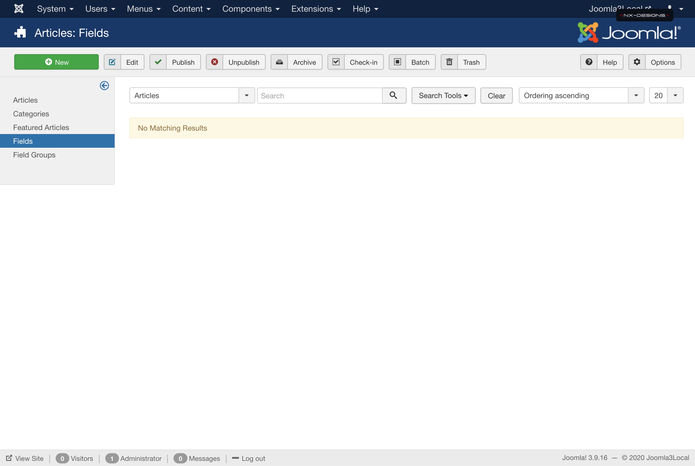 Articles Fields Administration