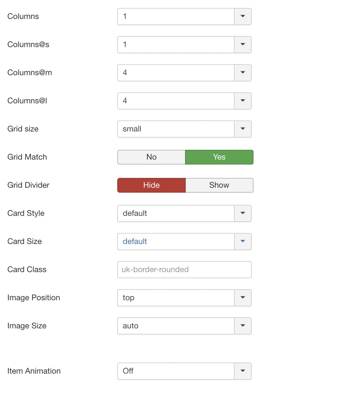 Grid Options